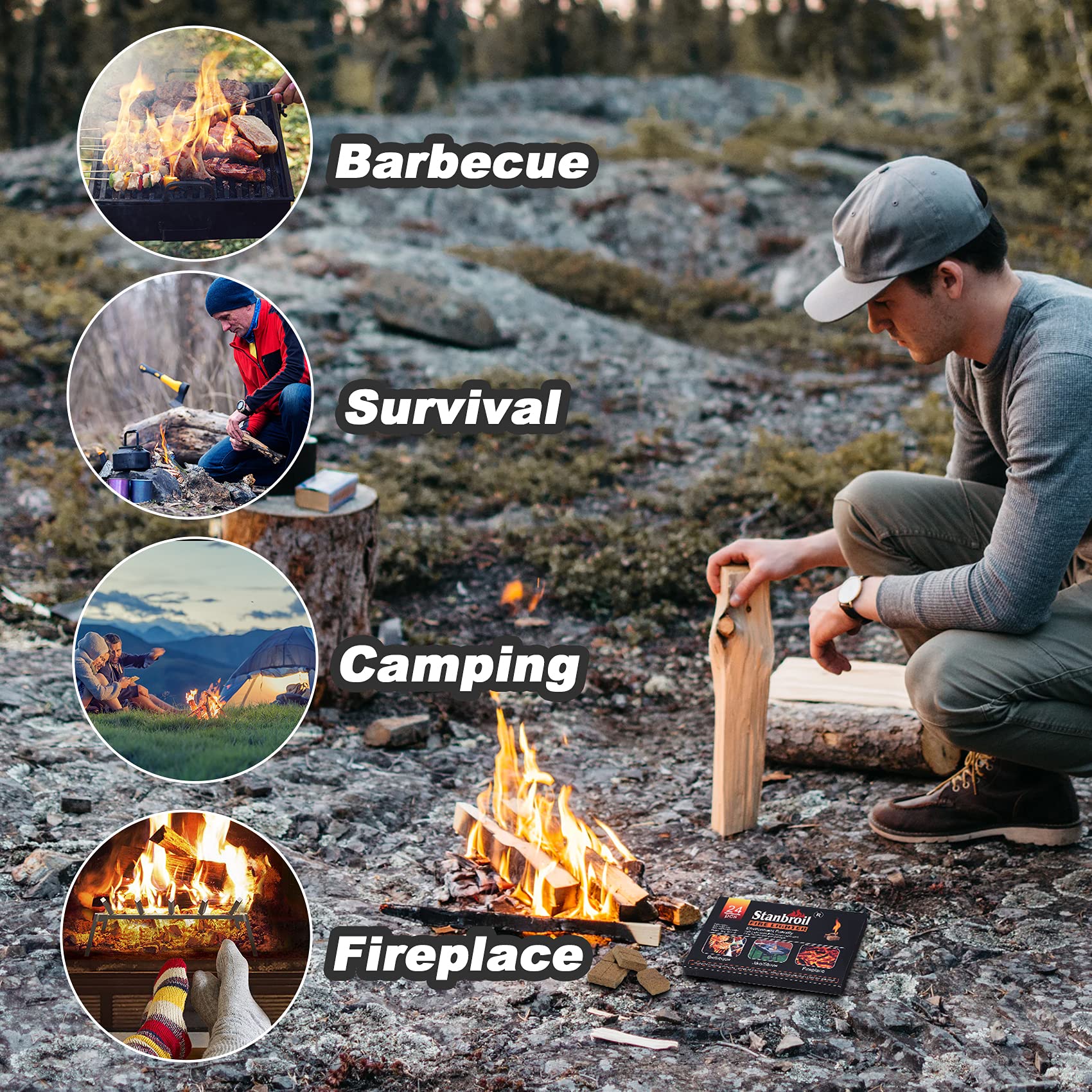 Stanbroil fire starters fast light even when wet, ensuring reliable ignition in tough conditions.
