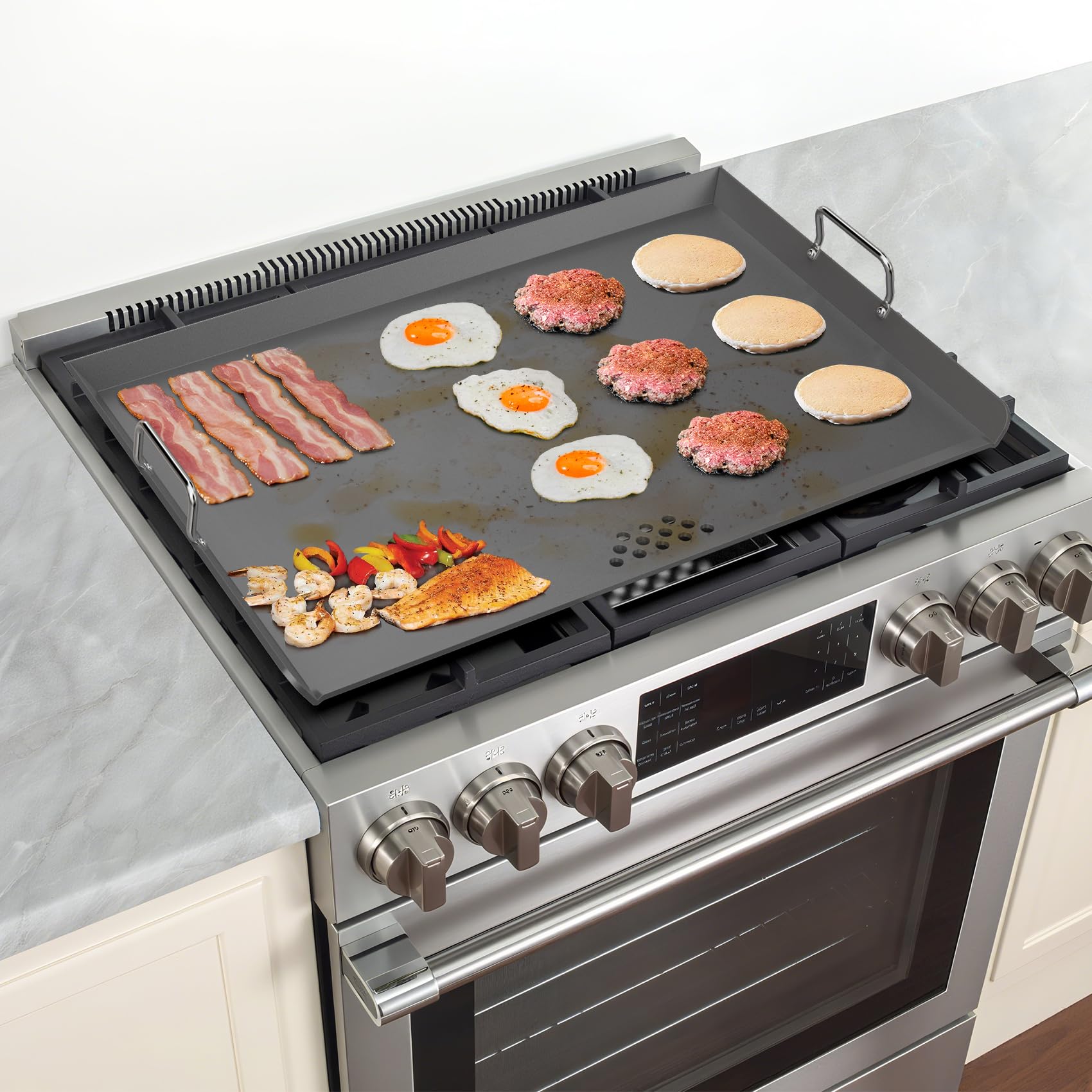 Stanbroil flat top griddle raised edges prevent spills