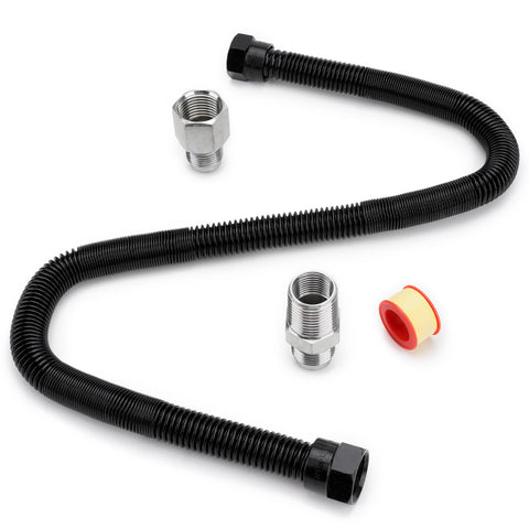 Stanbroil flexible gas line 24in with black coating for durable outdoor fire pit installations.
