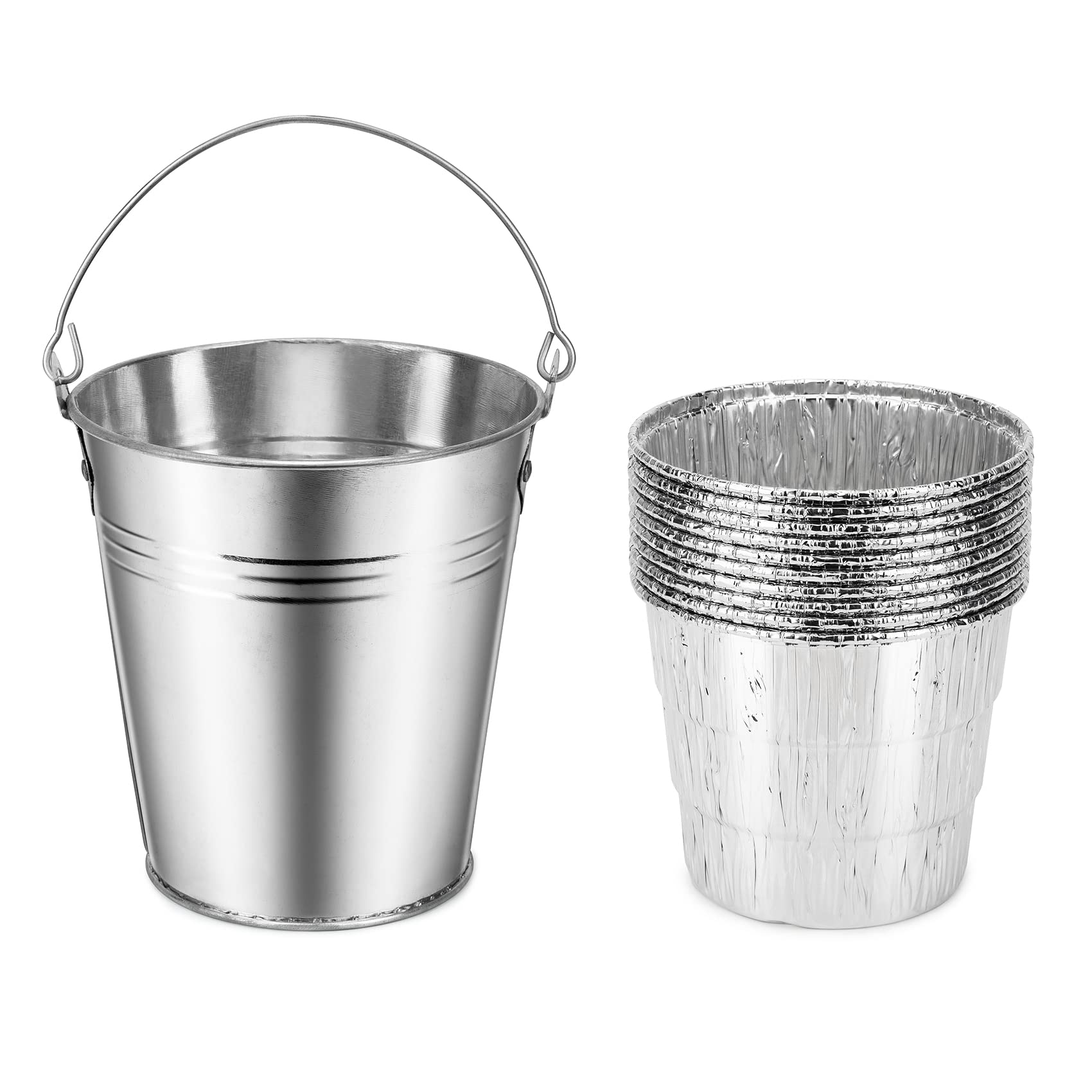 Stanbroil grease bucket in galvanized steel for durable grill cleanup.
