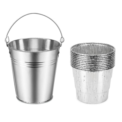 Stanbroil grease bucket in galvanized steel for durable grill cleanup.
