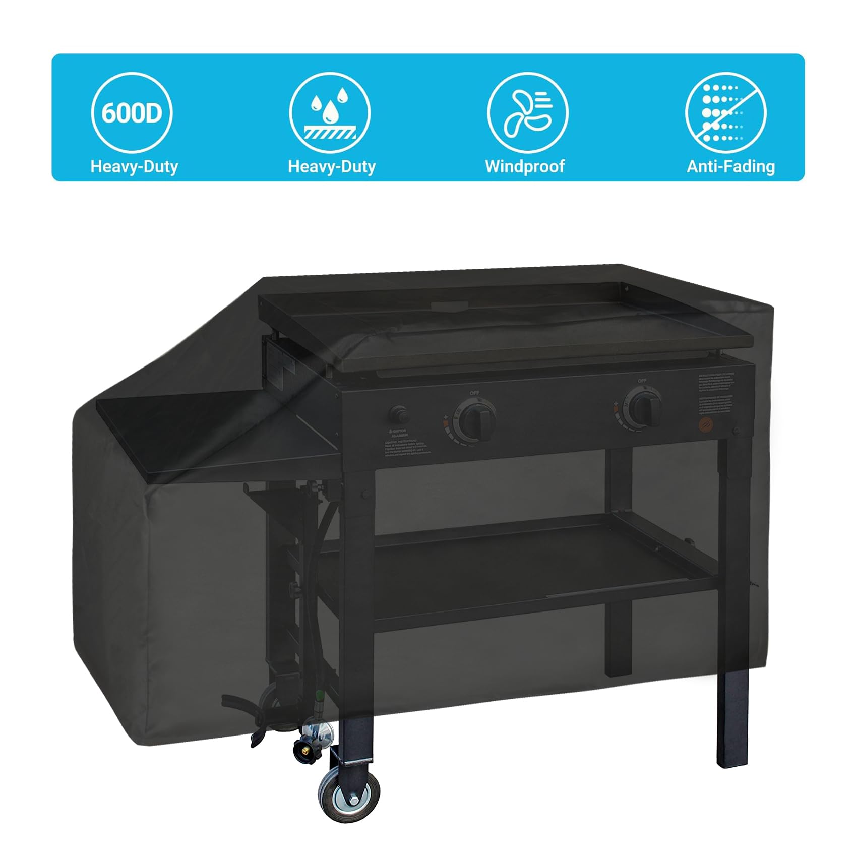 Stanbroil fitted on Blackstone 2-burner griddle provides reliable protection.
