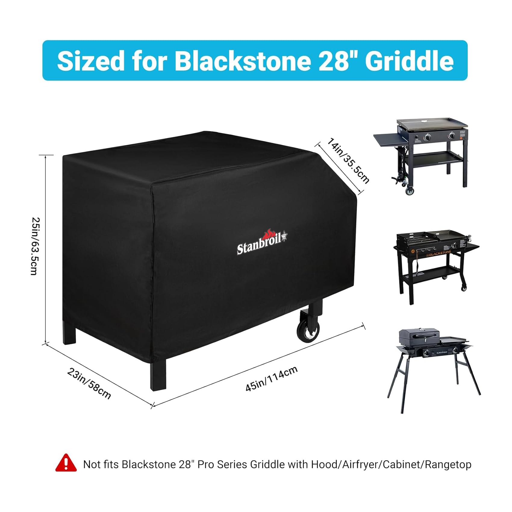 Stanbroil waterproof coating keeps Blackstone dry during wet weather.