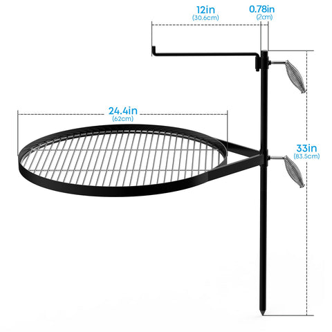 Stanbroil ground-spike-33-inch-height lets you set the grate at a stable open-fire height.
