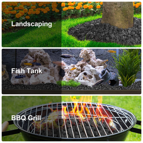 Stanbroil indoor outdoor fireplace scene with lava rock ambiance