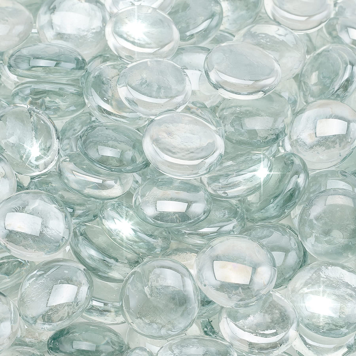 Stanbroil half-inch luster fire glass drops close-up showing jewel-like color and durability.