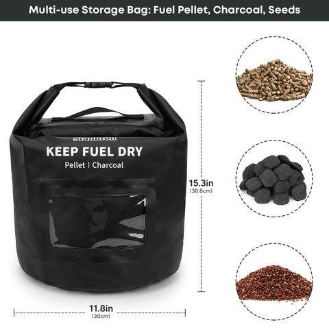Stanbroil outdoor waterproof storage bag protects charcoal and fuels from rain.