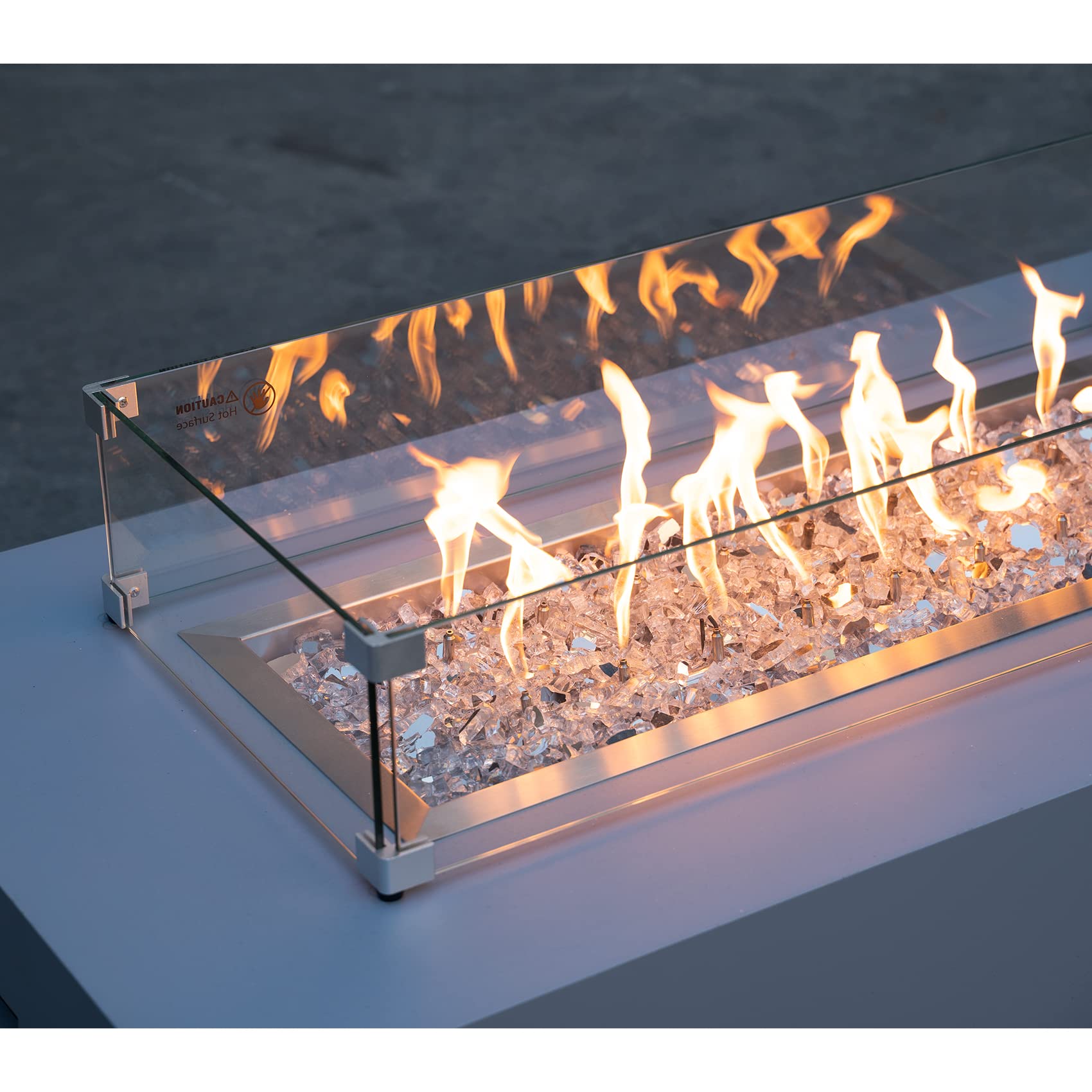 Stanbroil platinum fire glass shows jewel-like color in light
