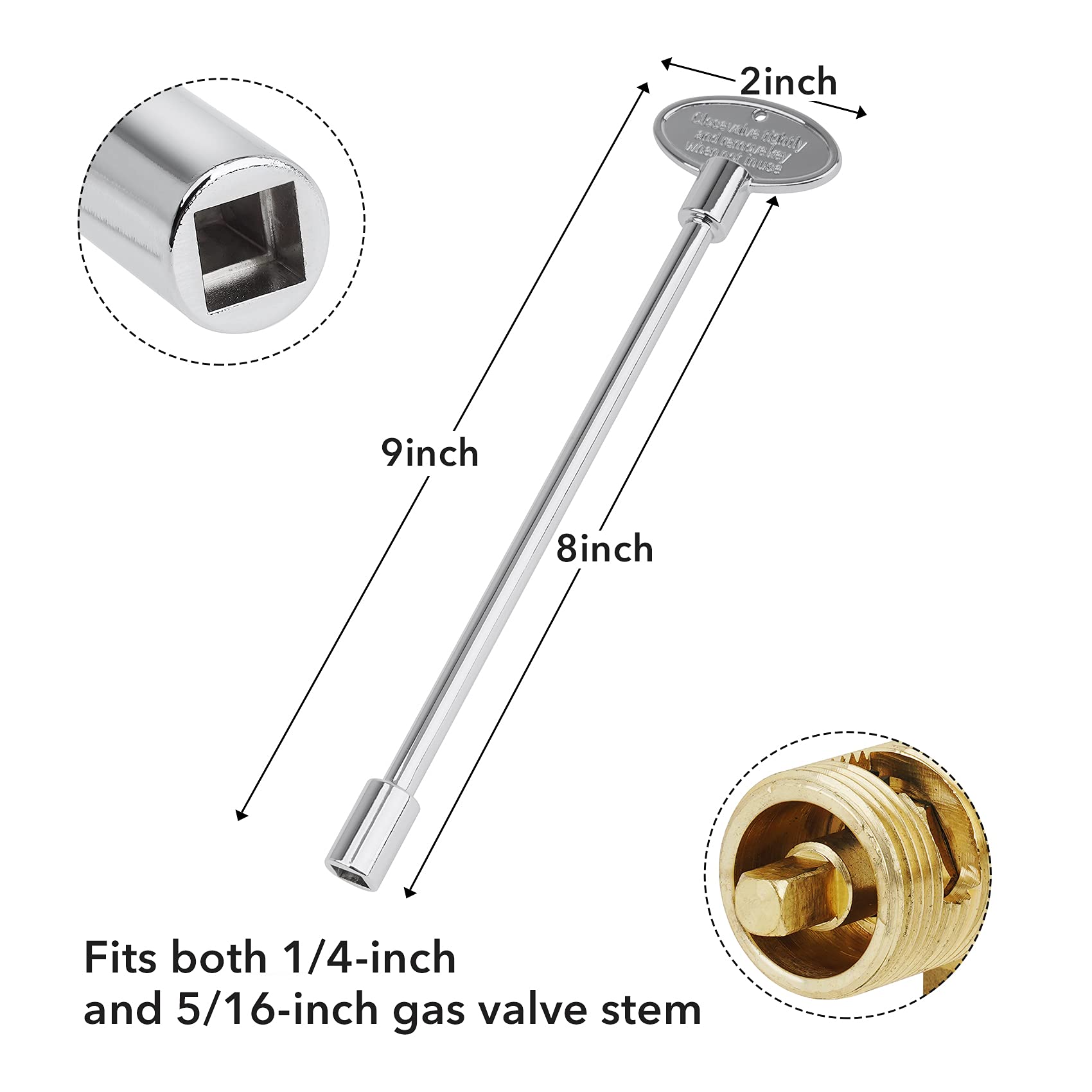 Stanbroil polished chrome valve key adds a premium look to fireplaces.