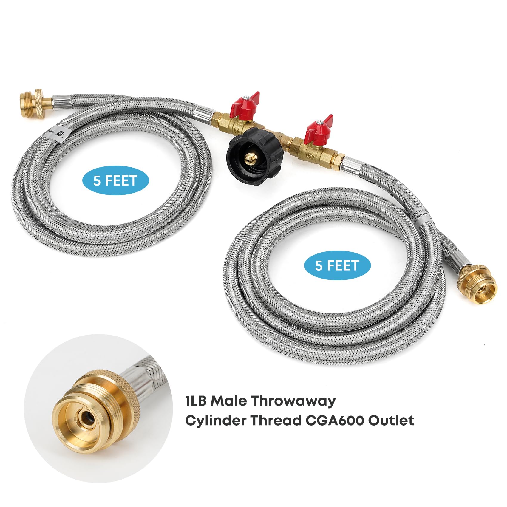 Stanbroil two-way splitter hose powering two devices from one tank