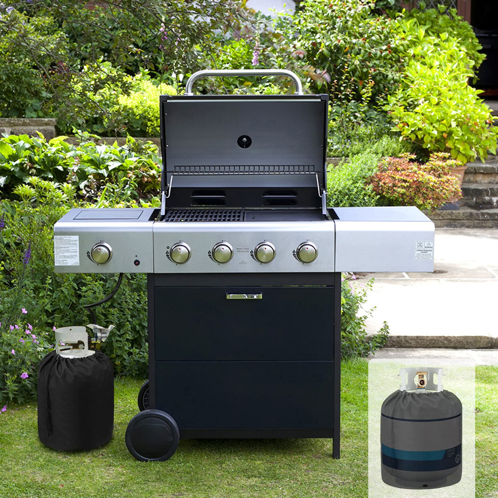 Stanbroil durable oxford-fabric shield protects your cylinder outdoors.