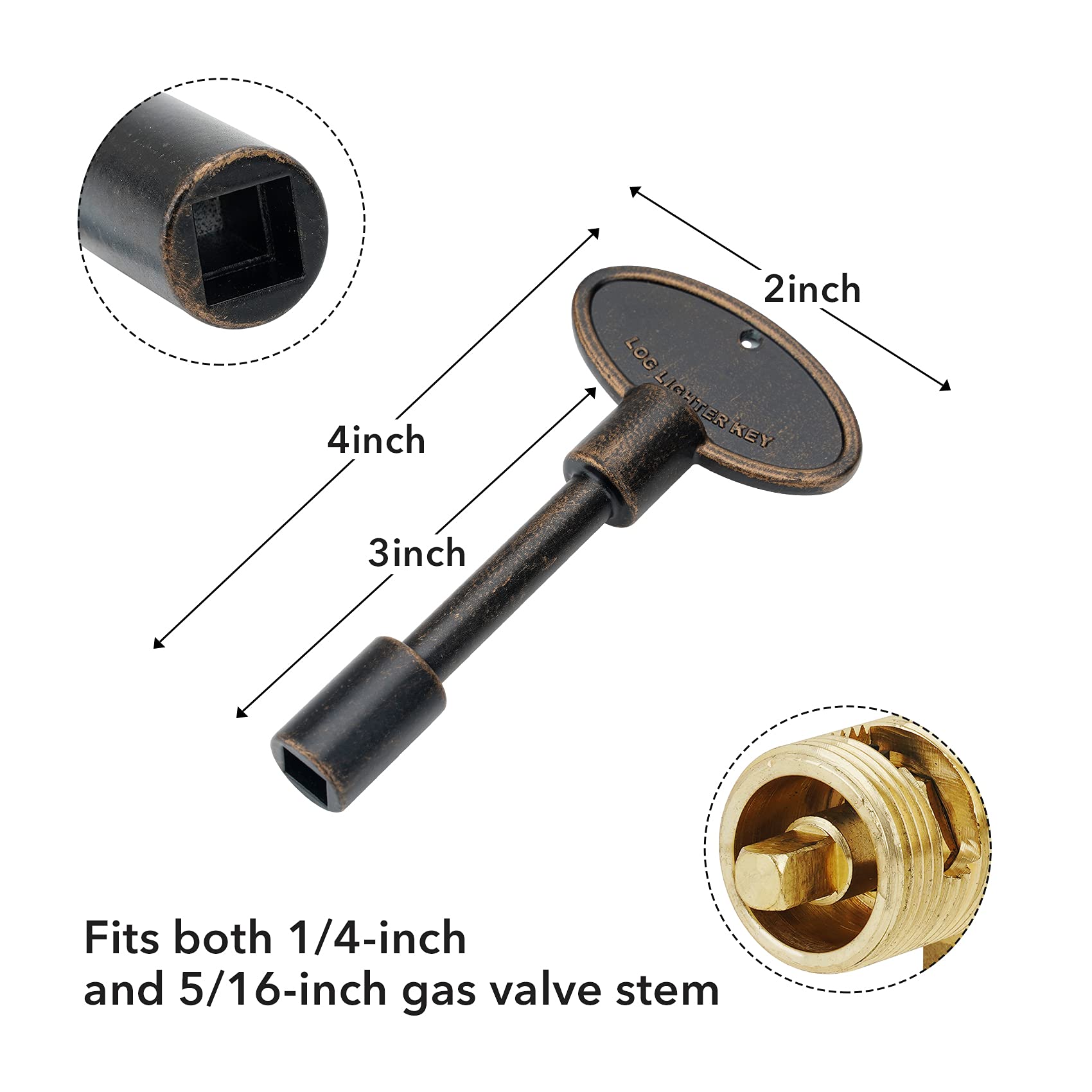 Stanbroil universal 3 inch gas valve key for five-sixteenth-inch valves, secure grip during operation