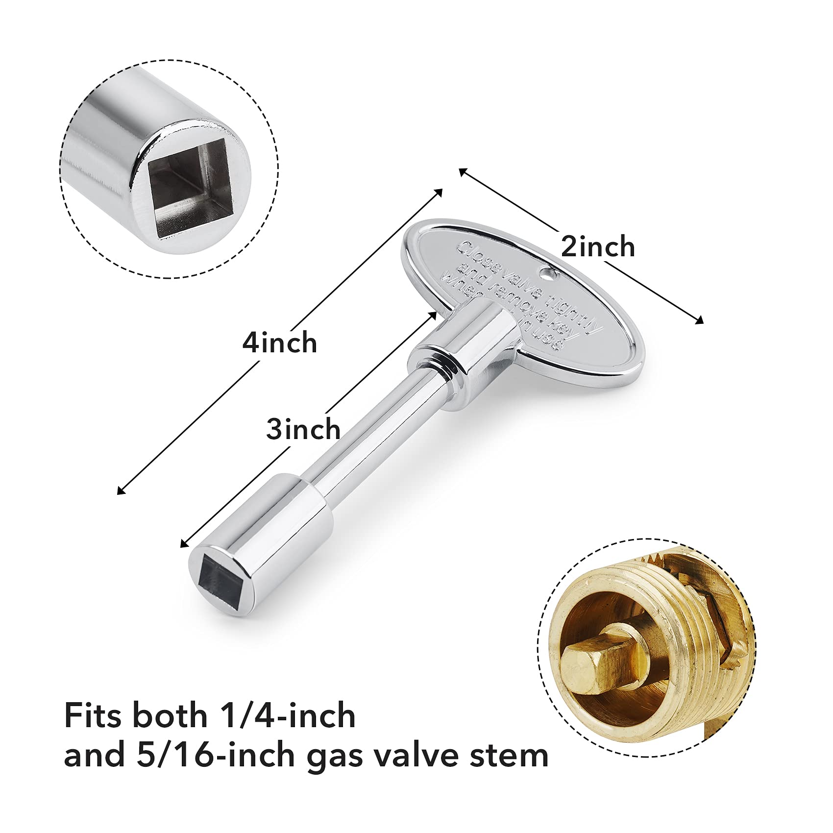 Stanbroil valve key showing 1/4 and 5/16 inch fit for versatile control