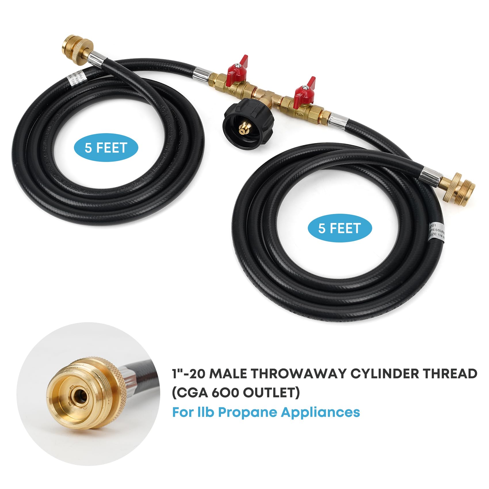 Stanbroil Y-splitter hose with shut-off valves for independent gas control