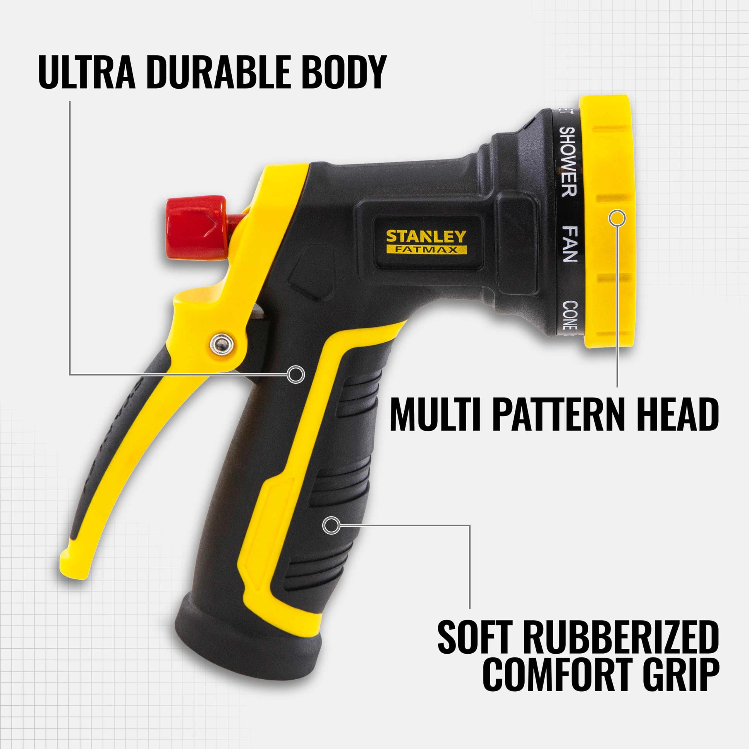 STANLEY FatMax nozzle shower pattern for gentle plant irrigation
