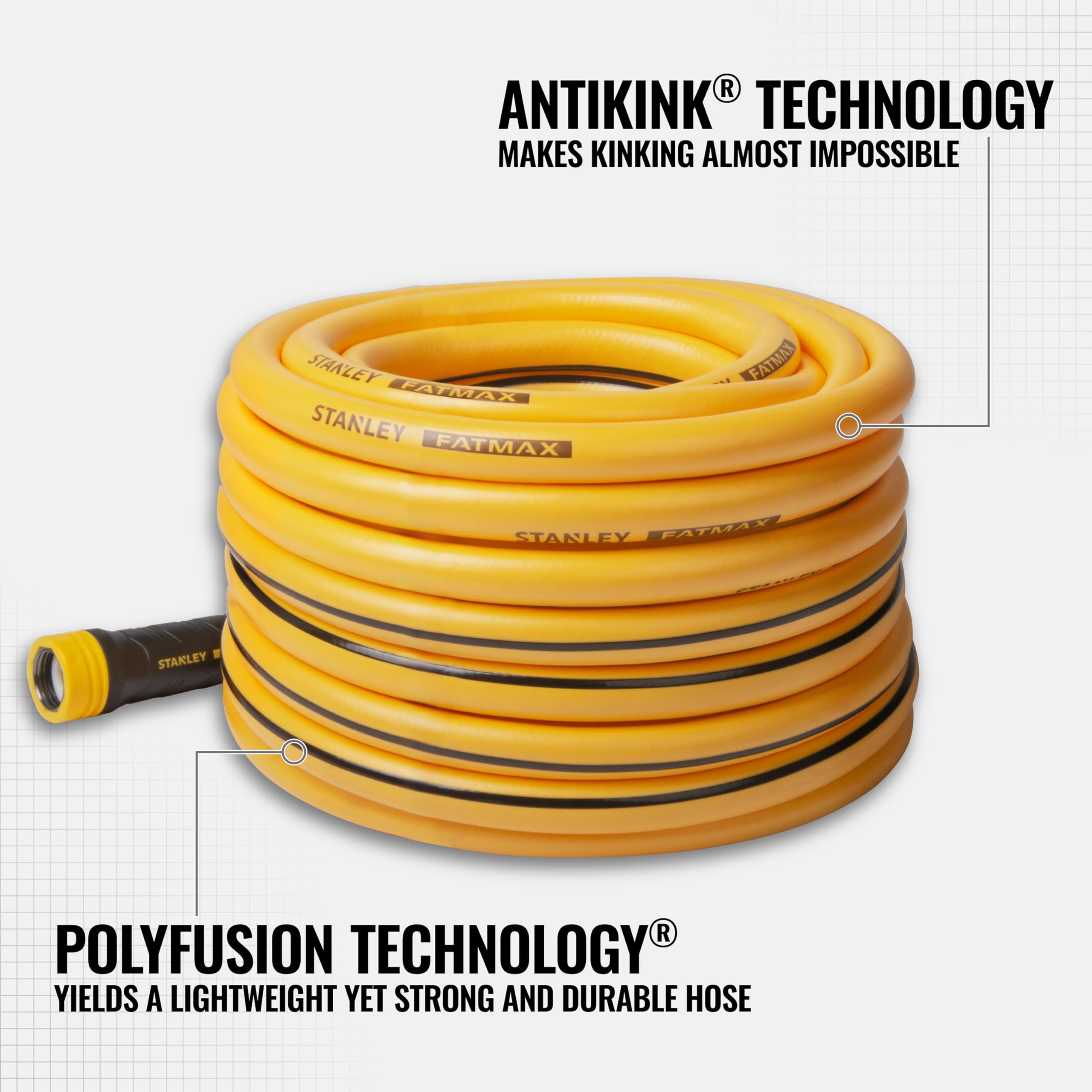 Stanley FatMax anti-kink technology reduces tangles during watering.
