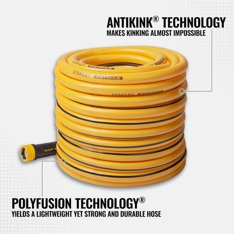 Stanley FatMax anti-kink technology keeps water flowing smoothly during chores.