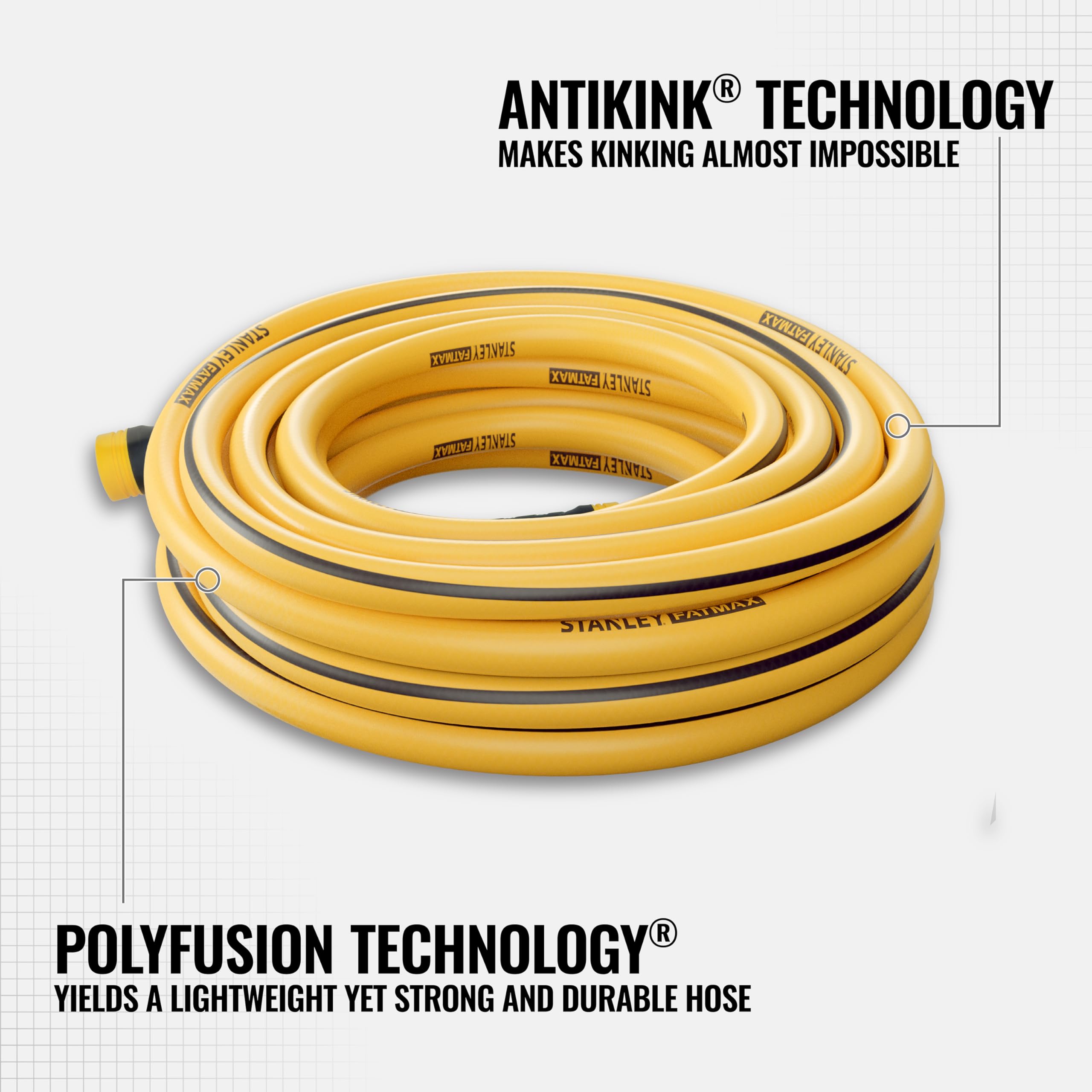 STANLEY FATMAX AntiKink technology prevents twists during use.