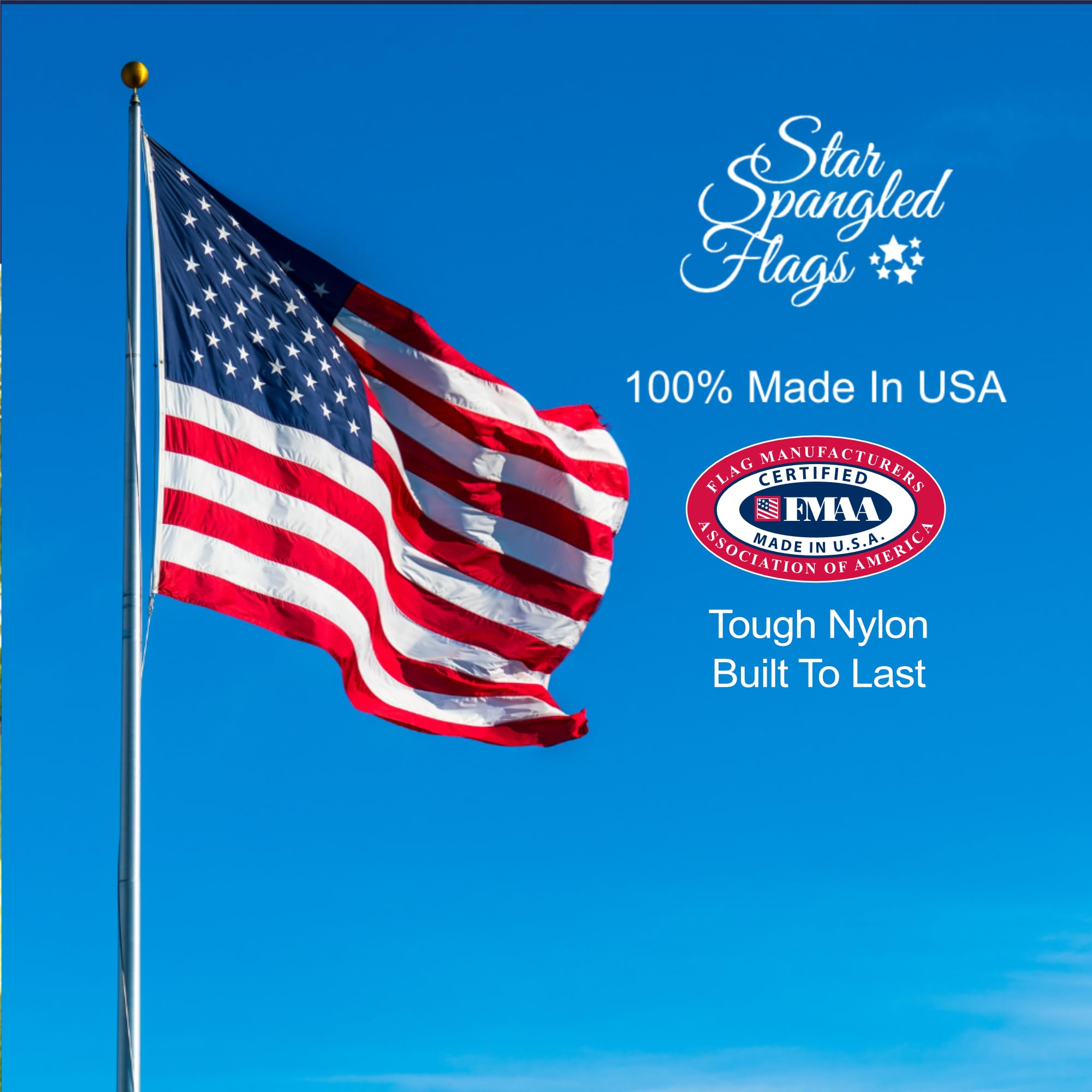 Star Spangled Flags blue field with precise embroidery for bold patriotism