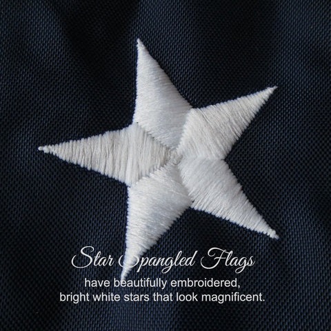 Star Spangled Flags sewn stripes with reinforced fly end.