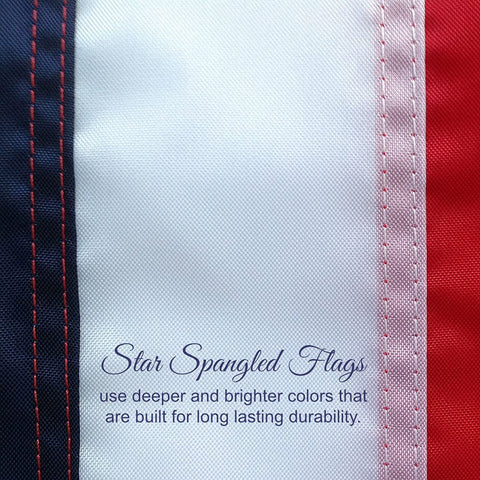 Star Spangled Flags weather-resistant colors stay vibrant in sun and wind.