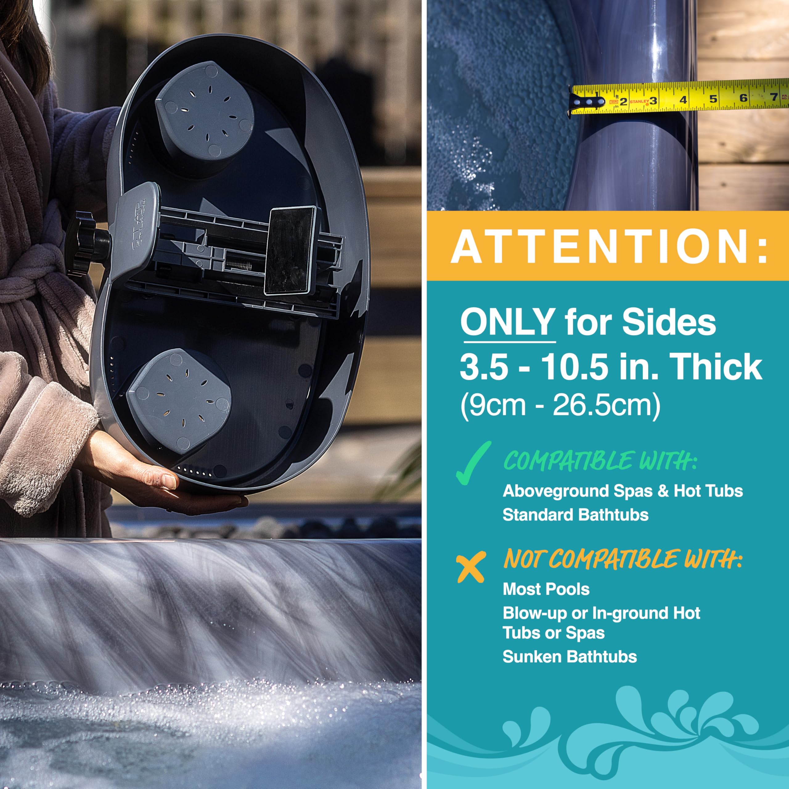 Star Splash durable ABS plastic with stainless steel accents for long-lasting use.