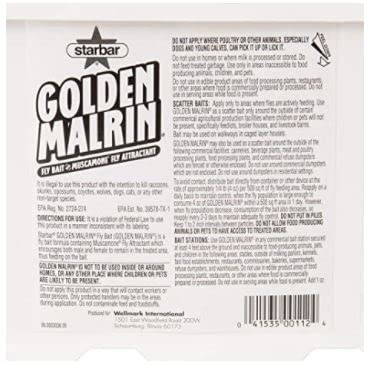 Starbar Golden Malrin fly bait in use, attracting flies around barns.