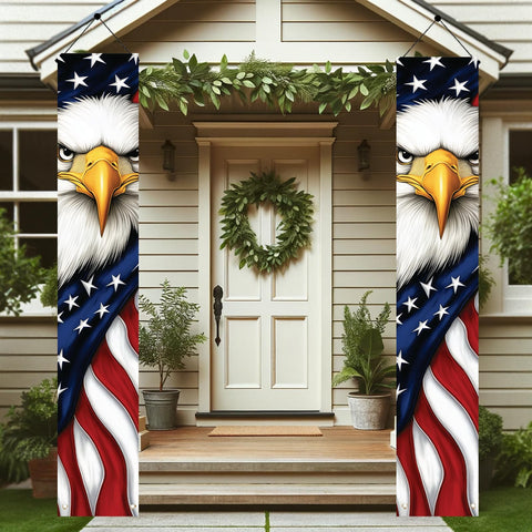Starlit Patio eagle porch sign with American flag motif for porch decor