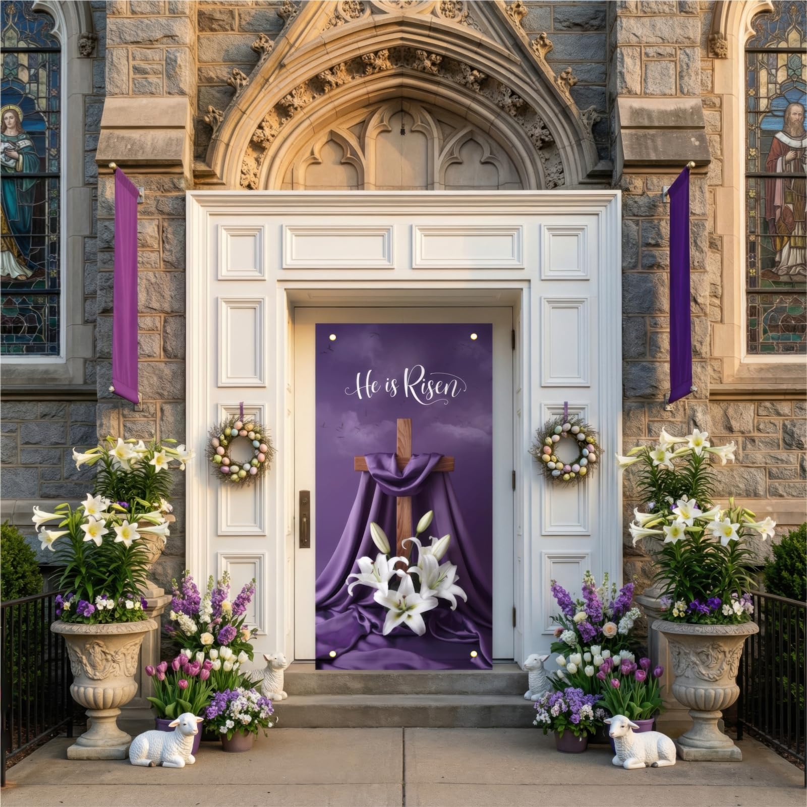 Starlit Patio high-density polyester banner built to endure wind on porches and church doors.