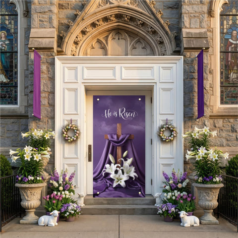 Starlit Patio high-density polyester banner built to endure wind on porches and church doors.