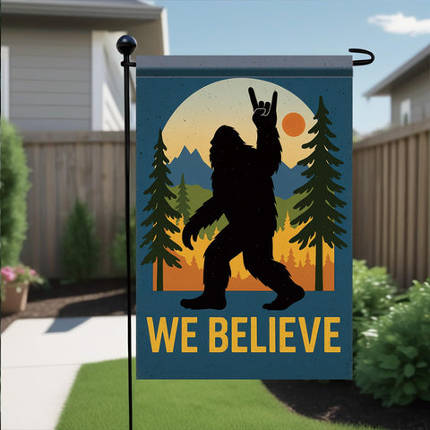 Starlit Patio mountain pine flag suits forest camps and trailhead decor.