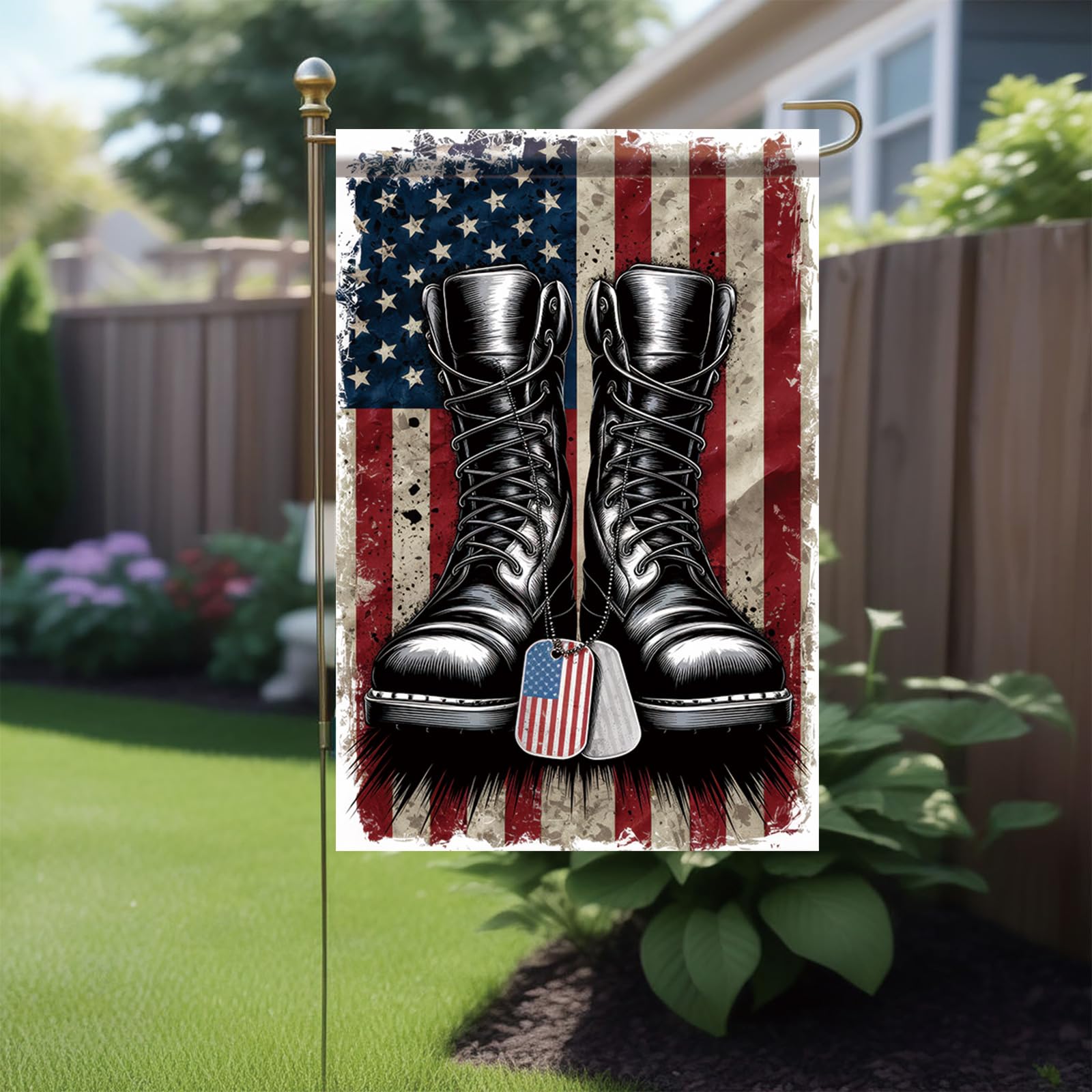 Starlit Patio polyester fabric flag resists weather and sun fading.
