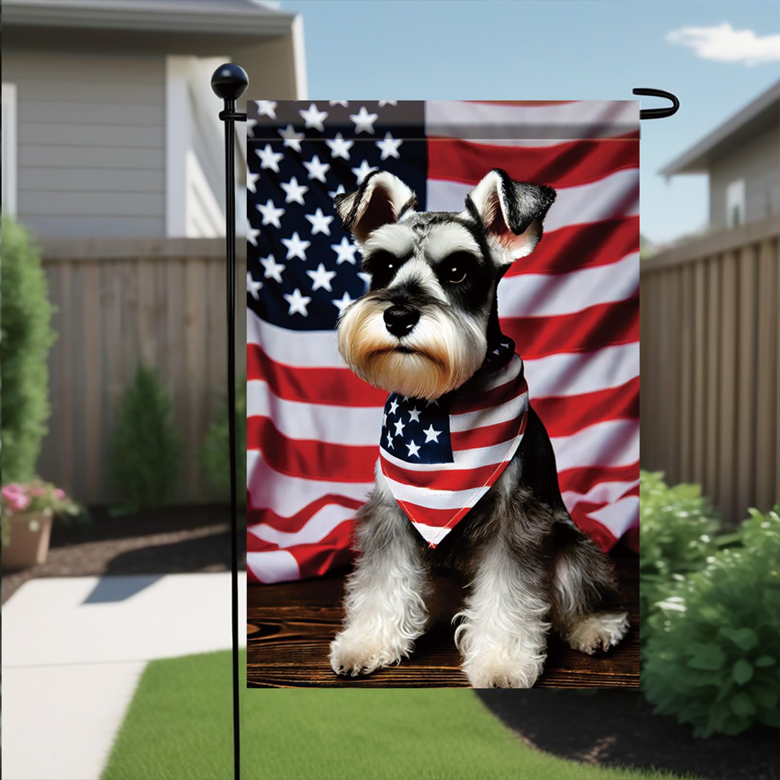 Starlit Patio polyester flag offers fade resistance for sun, wind, and rain.