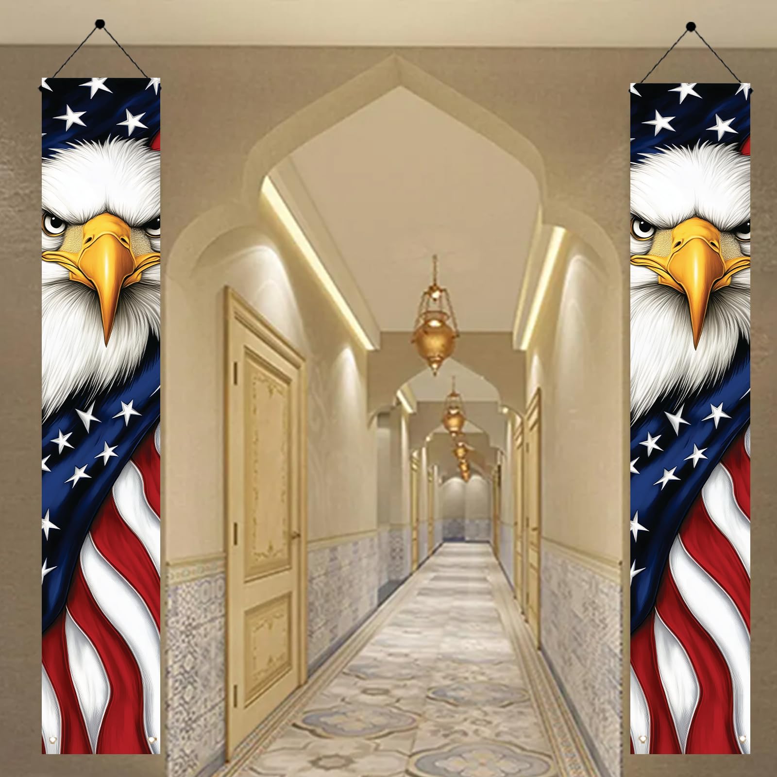 Starlit Patio Veterans Day porch sign creates welcoming entry