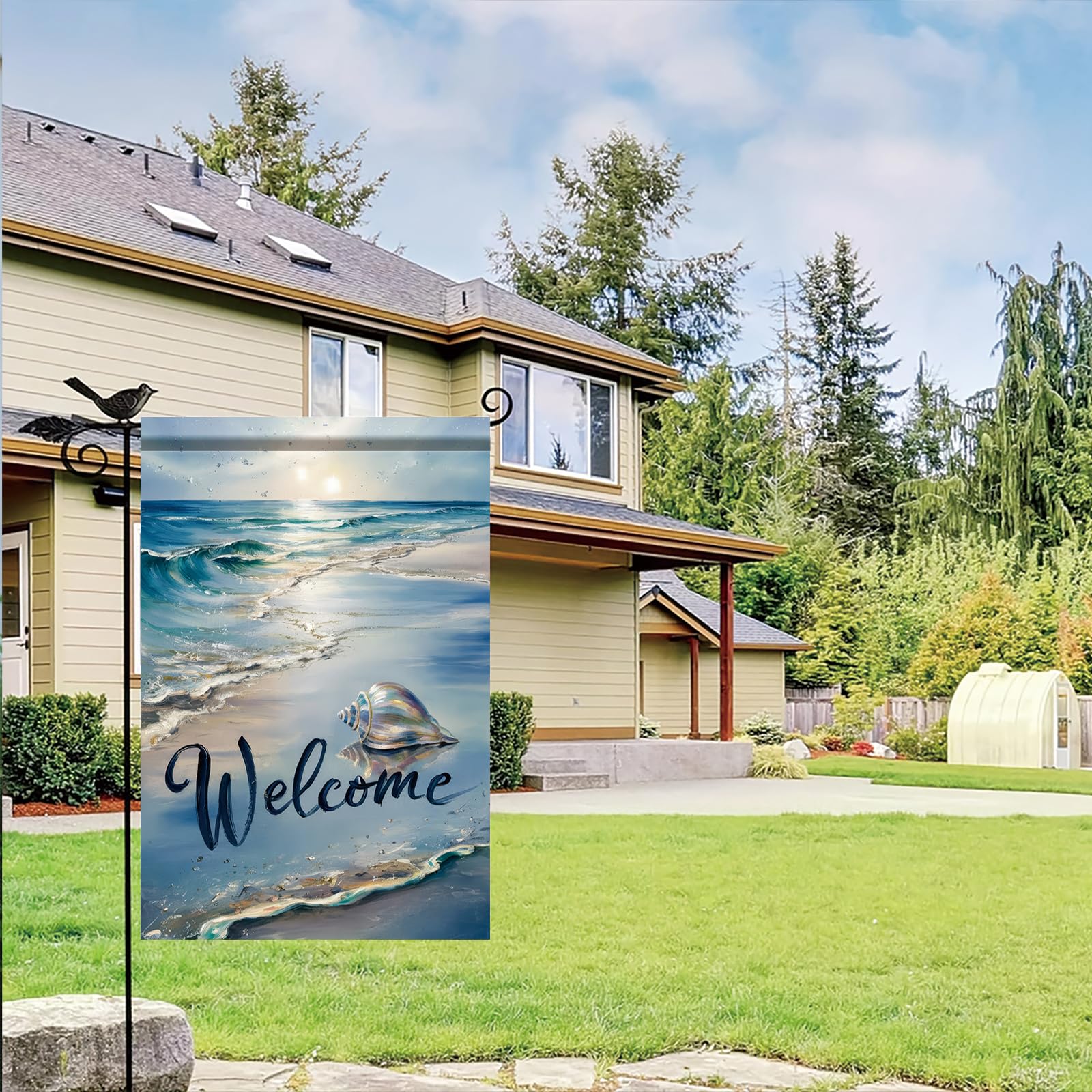 Starlit Patio Weather-resistant flag withstands sun and rain for lasting decor