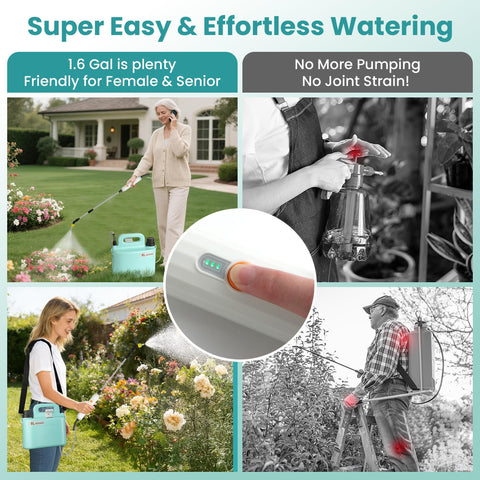 Starotatess 2000mAh battery powers up to 2.5 hours of spraying.