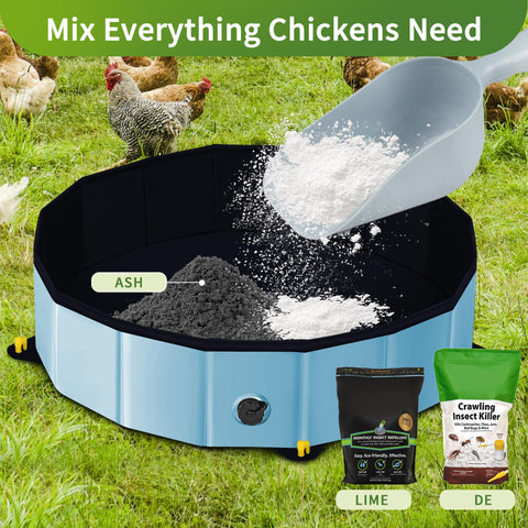 Starotatess chicken dust bath tub dimensions 32in by 8in for space planning