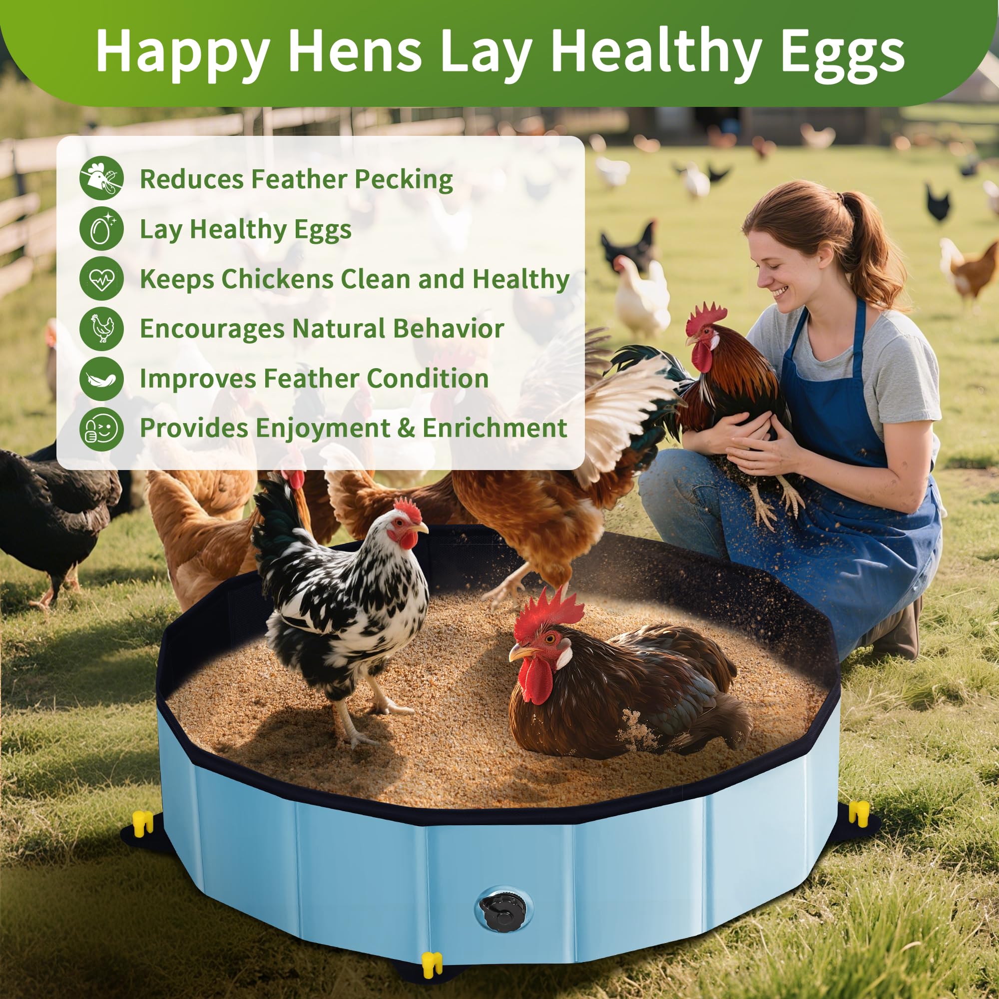 Starotatess chicken dust bath tub waterproof interior for easy cleaning