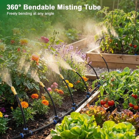 Starrey system illustrating flexible water coverage across lawn and raised beds