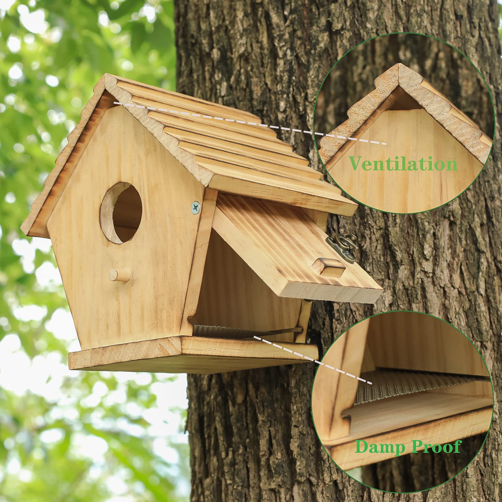 STARSWR Bird House ready to hang with included mounting setup.