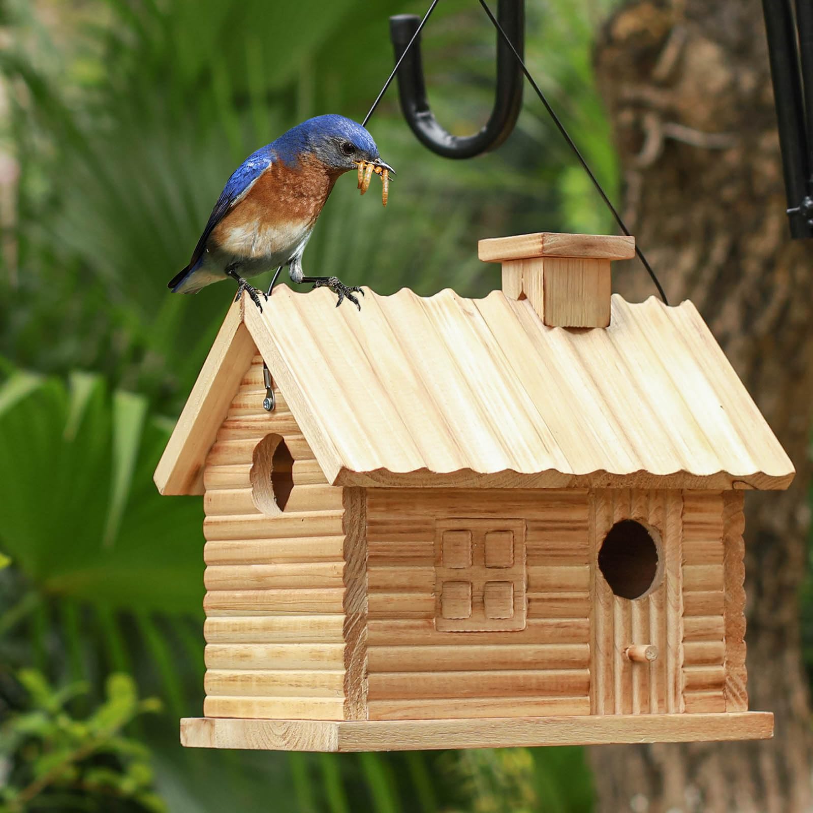STARSWR outdoor wooden bird house for durable garden shelter.