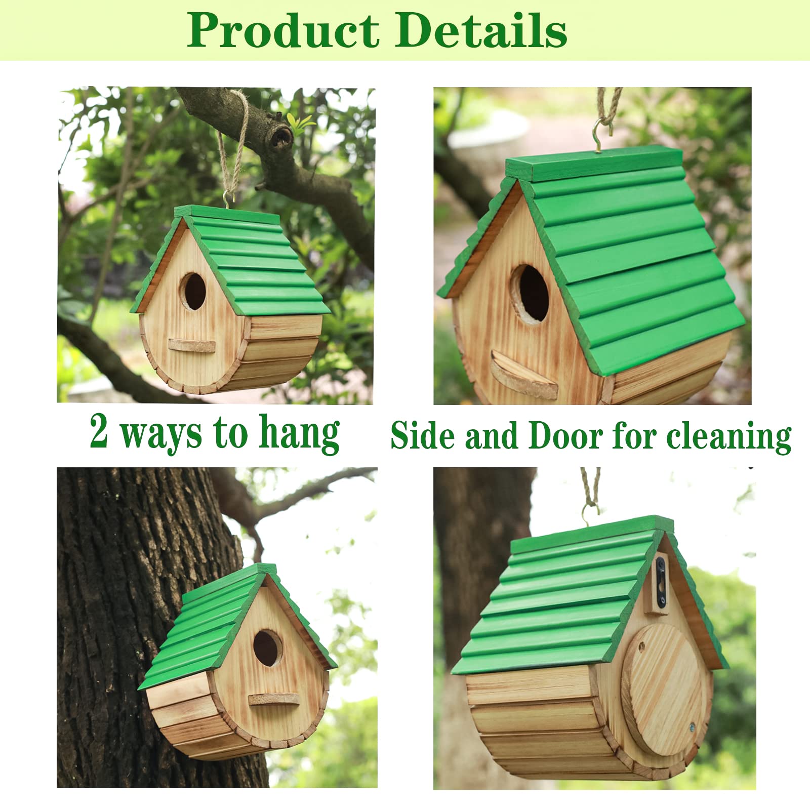 STARSWR birdhouse back door enables ventilation and easy cleaning