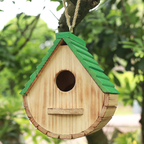 STARSWR birdhouse with green dome top emphasizes natural materials and shelter for backyard birds