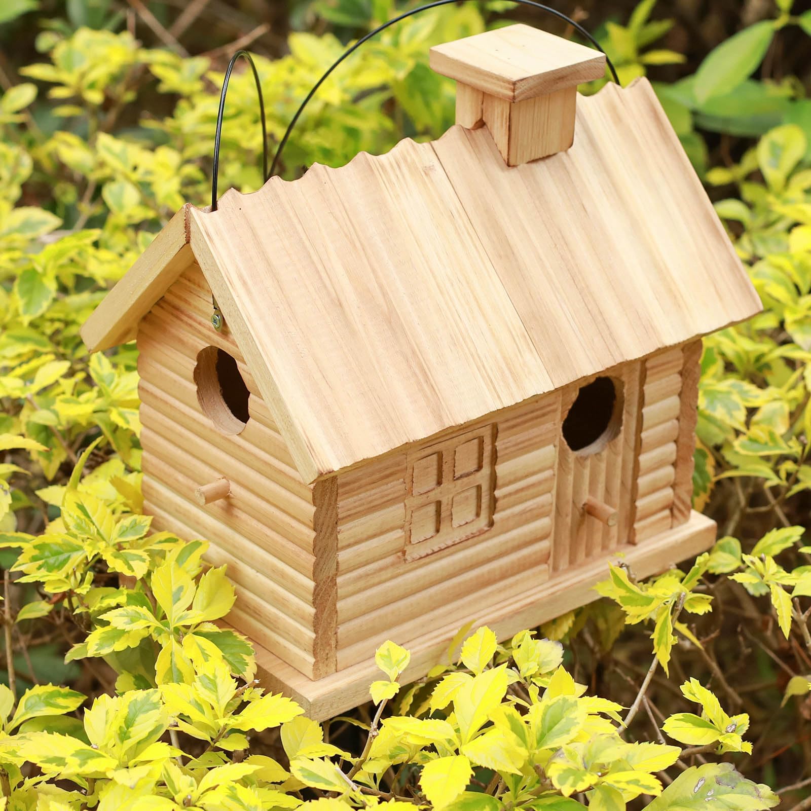 STARSWR hanging bird house on branch as garden decor and shelter.