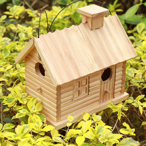 STARSWR hanging bird house on branch as garden decor and shelter.