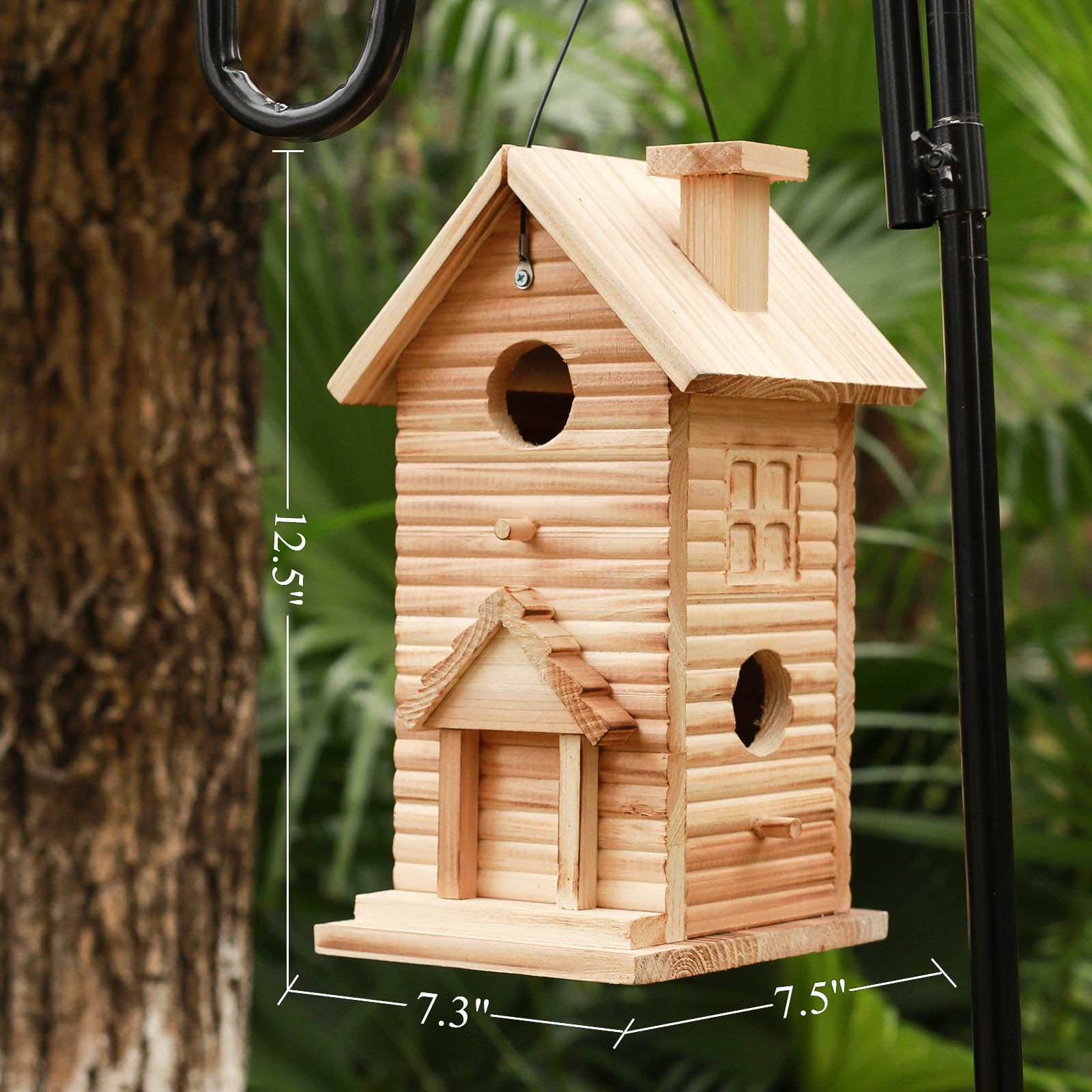 STARSWR two-room nesting box in wood supports multiple bird species.