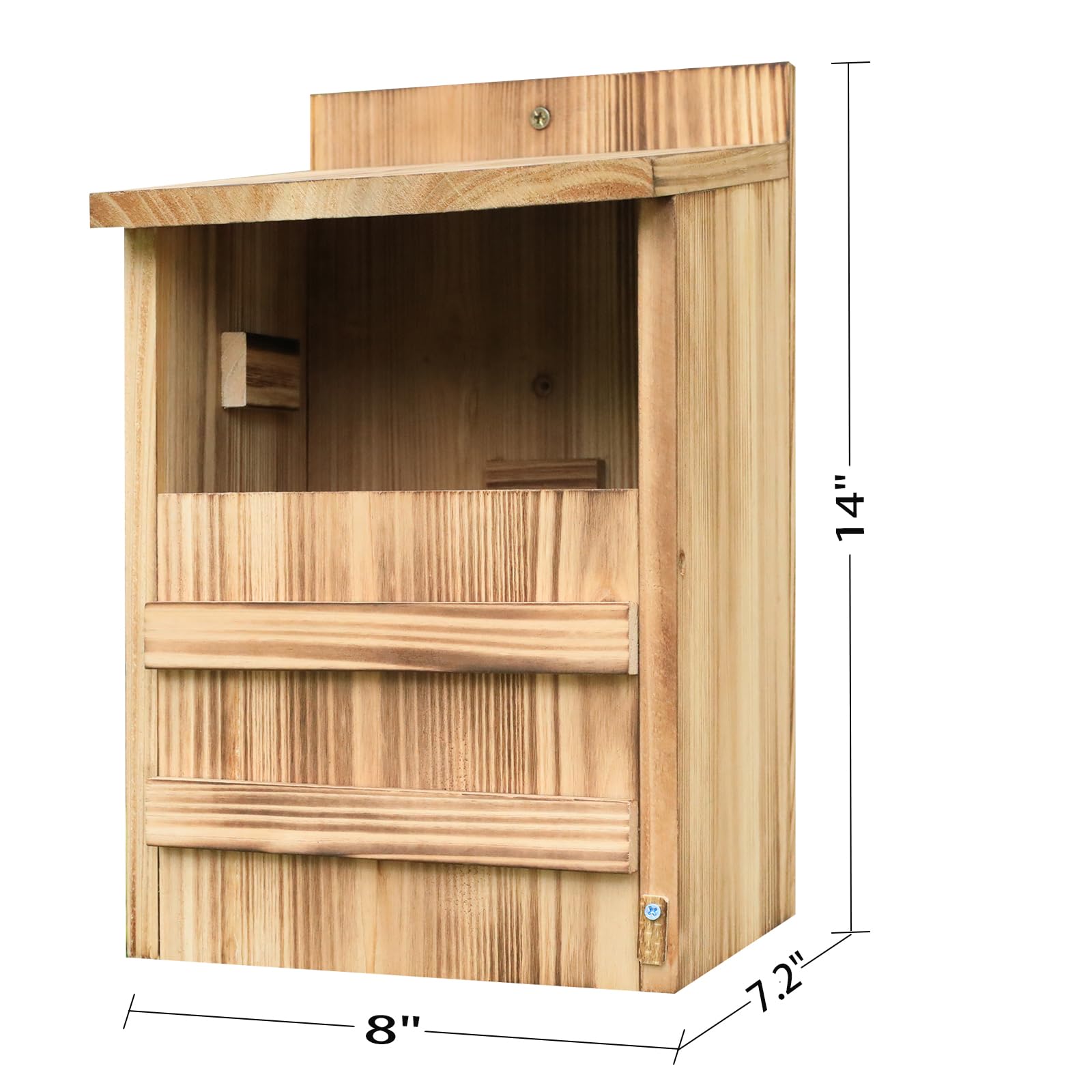 STARSWR Wooden bird house features drain hole for weather-ready drainage.