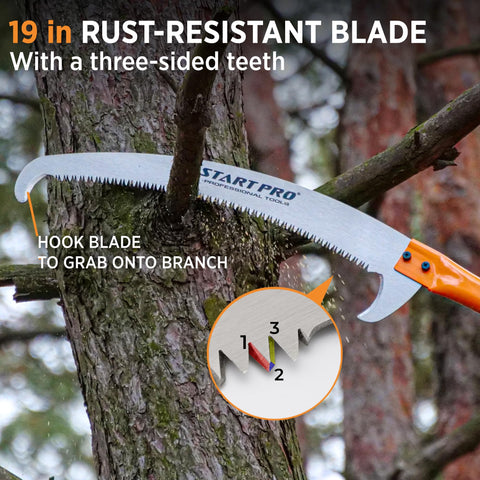 Lightweight StartPro aluminum handle for comfortable pruning grip
