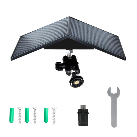 Package includes screws, USB adapter, and user manual for setup.