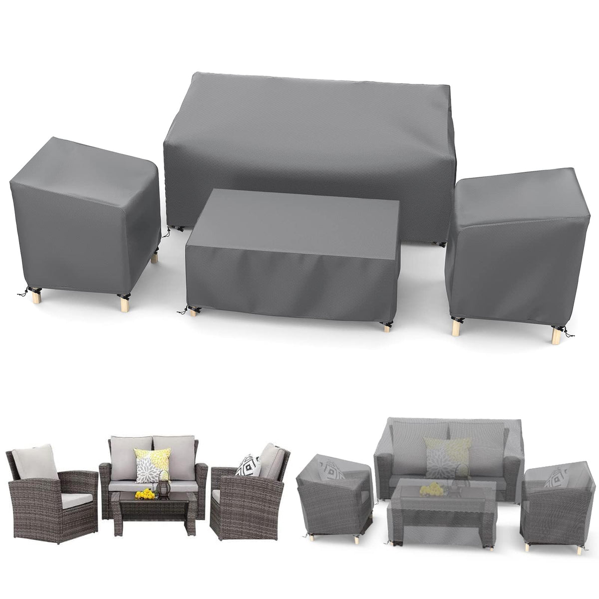 STARTWO chair cover 32x30x30in protects a patio chair from rain and sun.